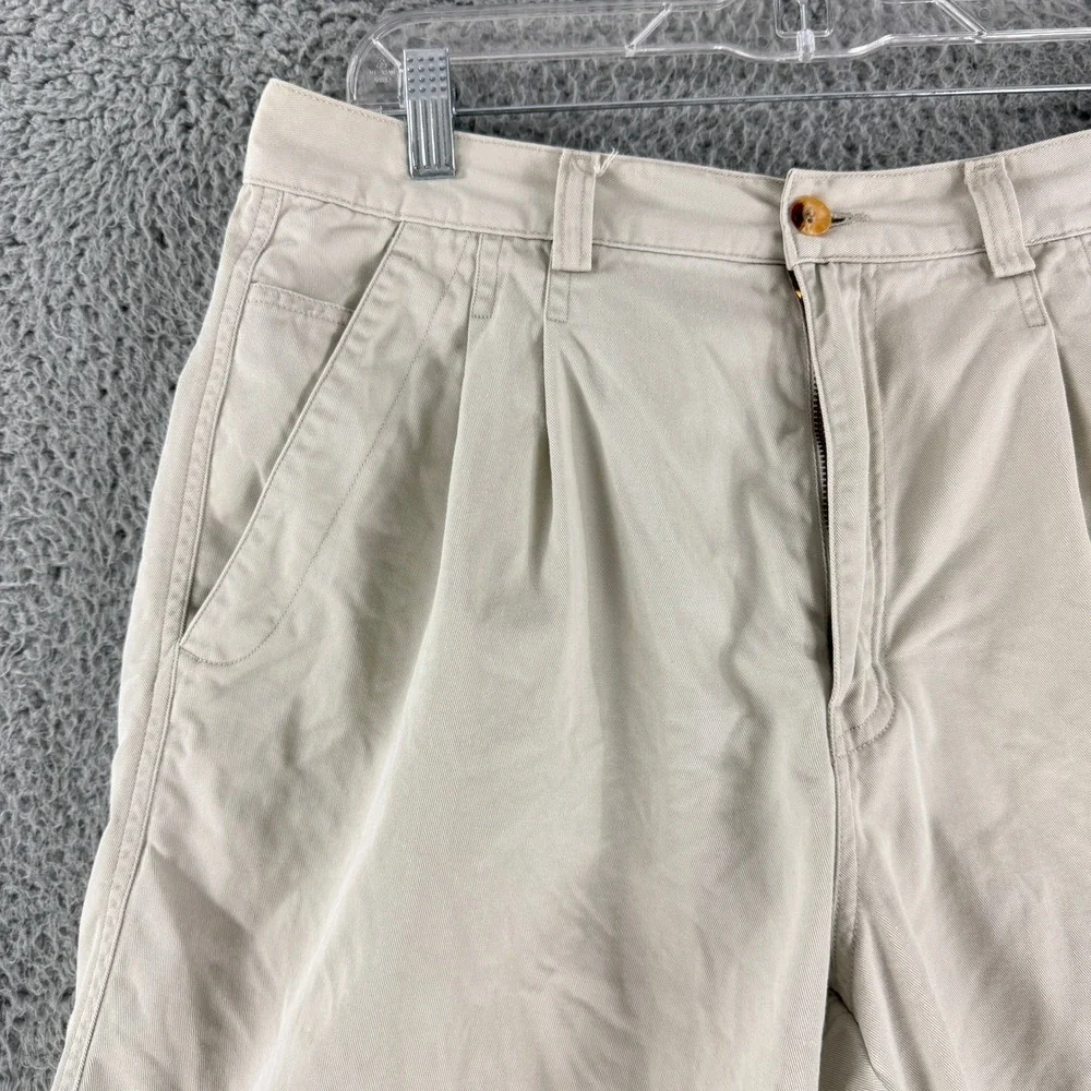Vintage Moschino Chino Shorts Men's 33 Beige Cotton Twill Pleated Casual Khaki